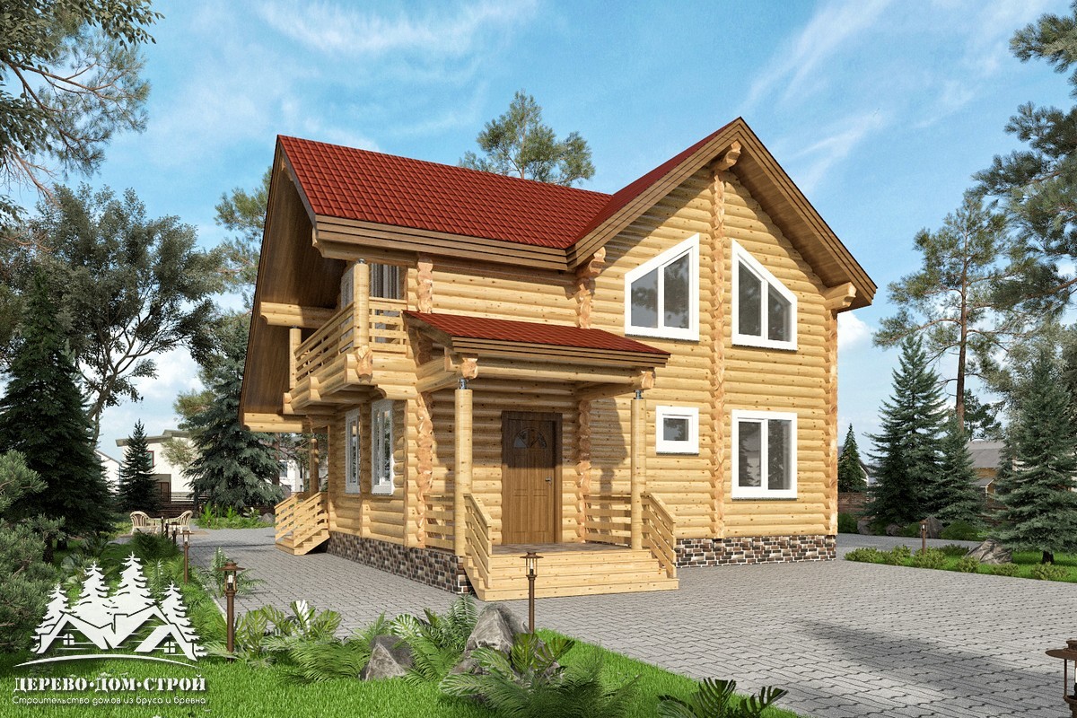 Проект одноэтажного деревянного  дома с мансардой и террасой  из бревна — ДДС 511