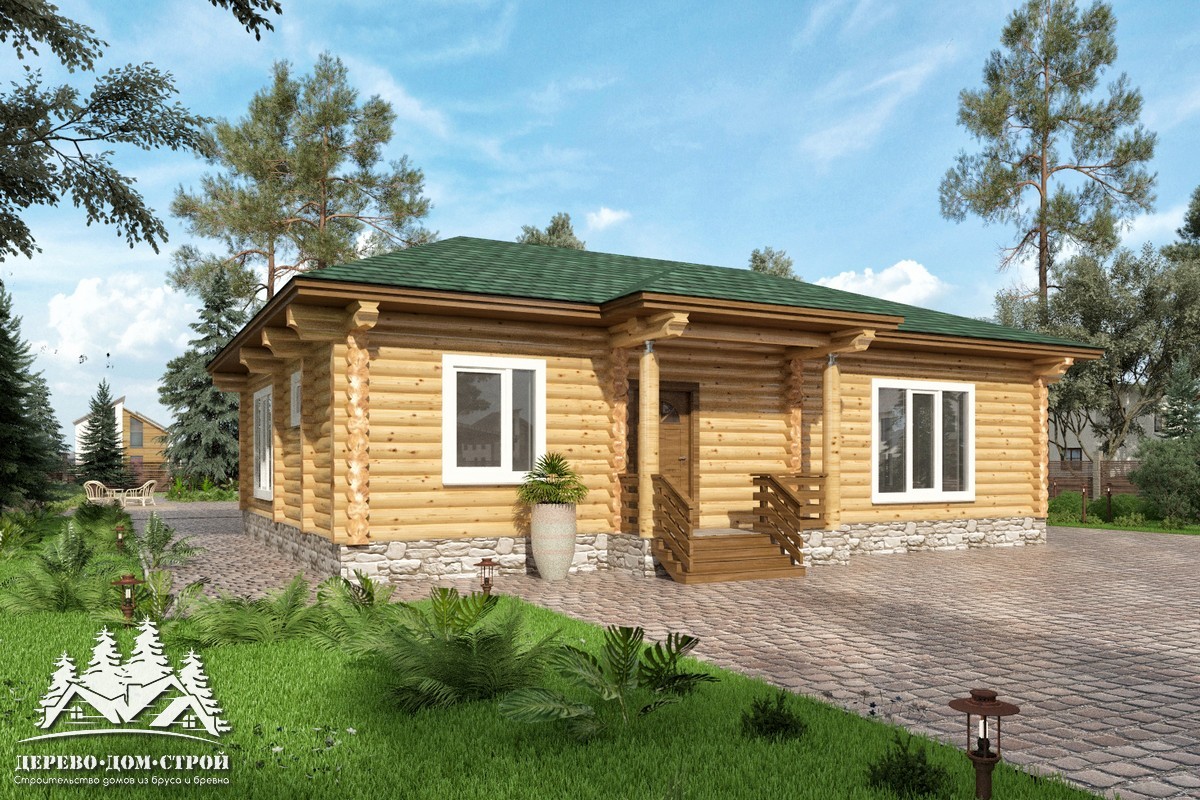 Проект одноэтажного деревянного  дома с террасой  из бревна — ДДС 527