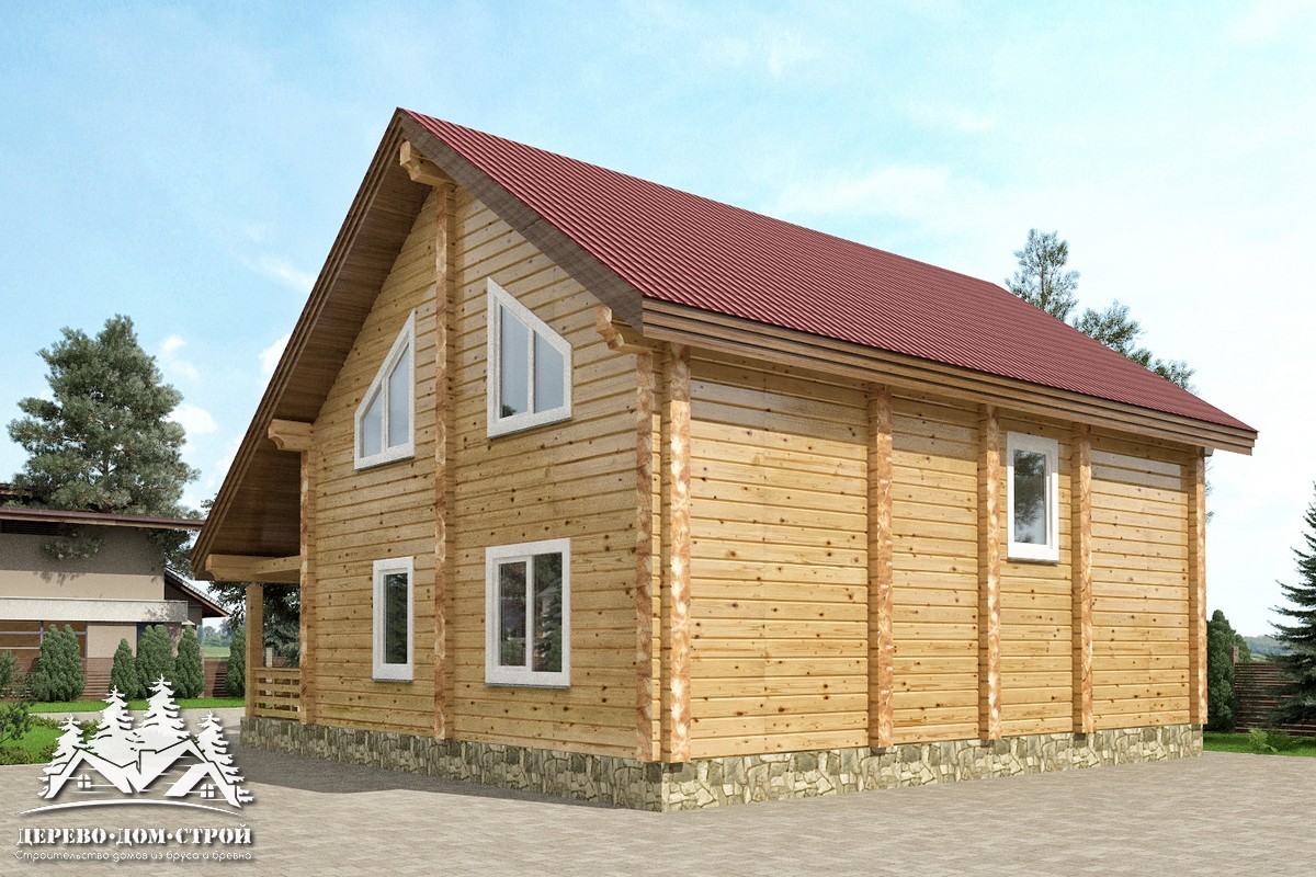 Проект одноэтажного деревянного  дома с мансардой и террасой  из бруса — ДПБ 301