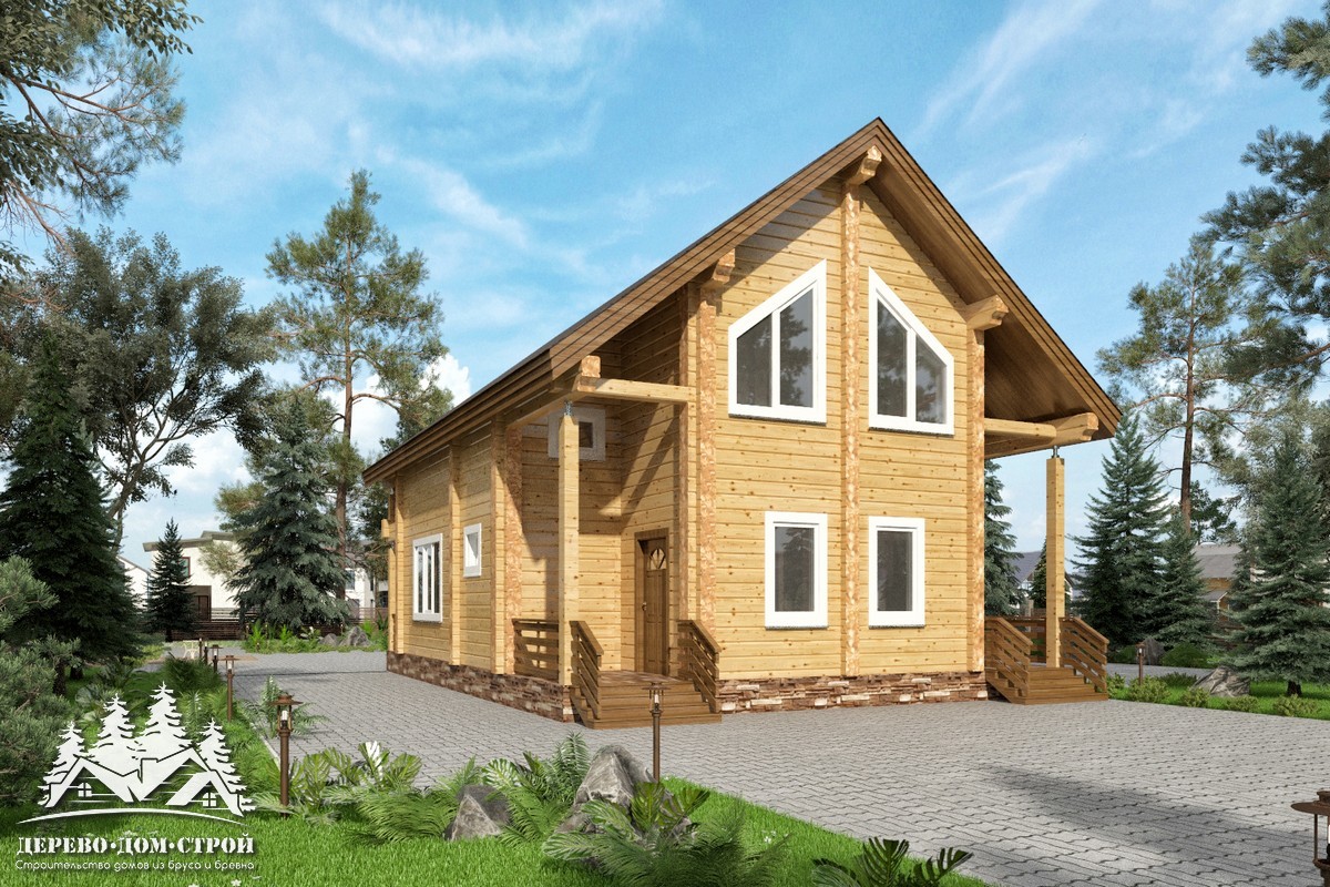 Проект одноэтажного деревянного  дома с мансардой и террасой  из бруса – ДПБ 310
