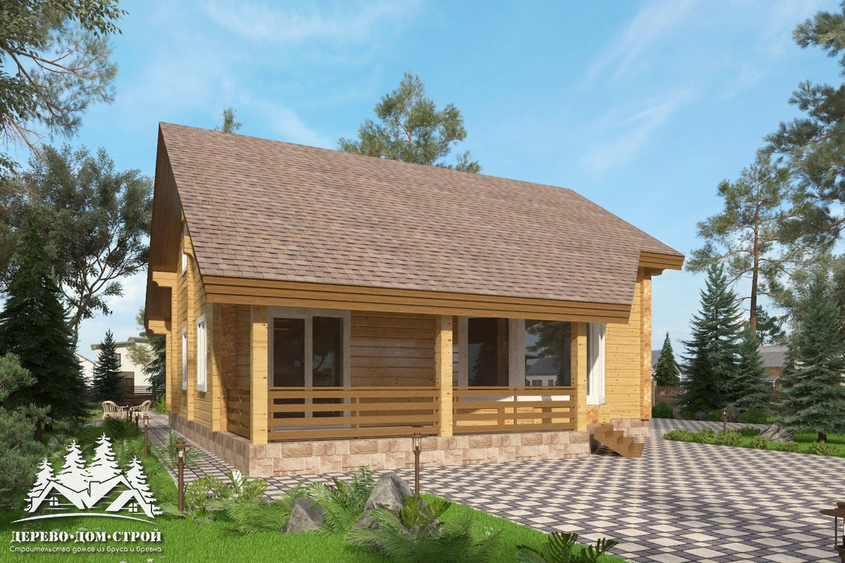 Проект одноэтажного деревянного  дома с мансардой и террасой  из бруса – ДПБ 312