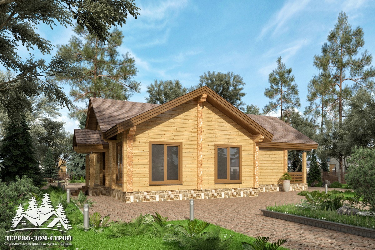 Проект одноэтажного деревянного  дома с террасой  из бруса – ДПБ 316