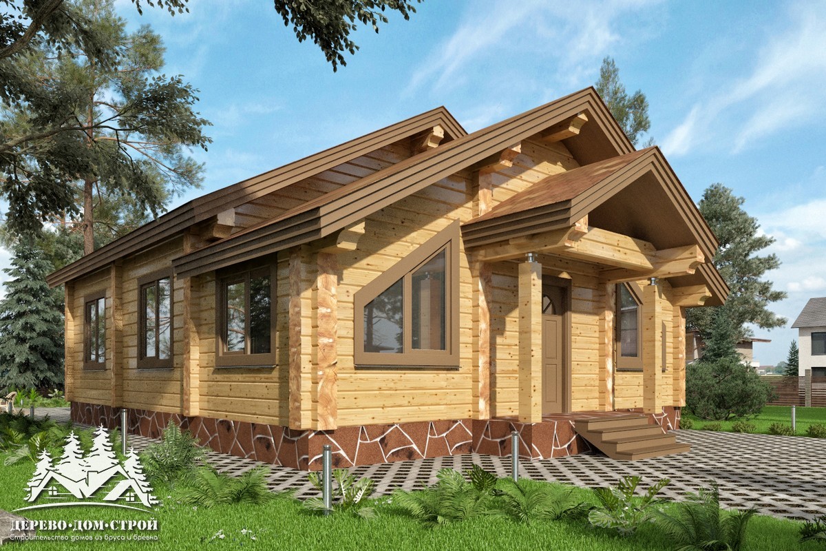 Проект одноэтажного деревянного  дома с террасой  из бруса – ДБС 318