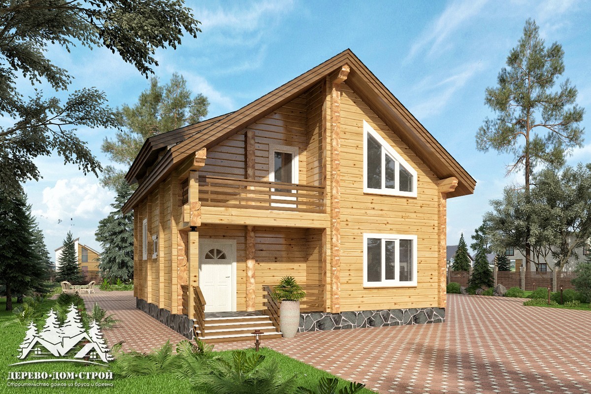 Проект одноэтажного деревянного  дома с мансардой и террасой  из бруса – ДПБ 324