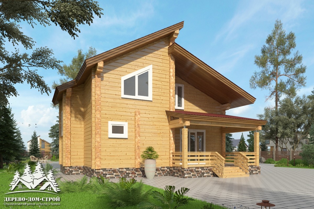 Проект одноэтажного деревянного  дома с мансардой и террасой  из бруса – ДПБ 326