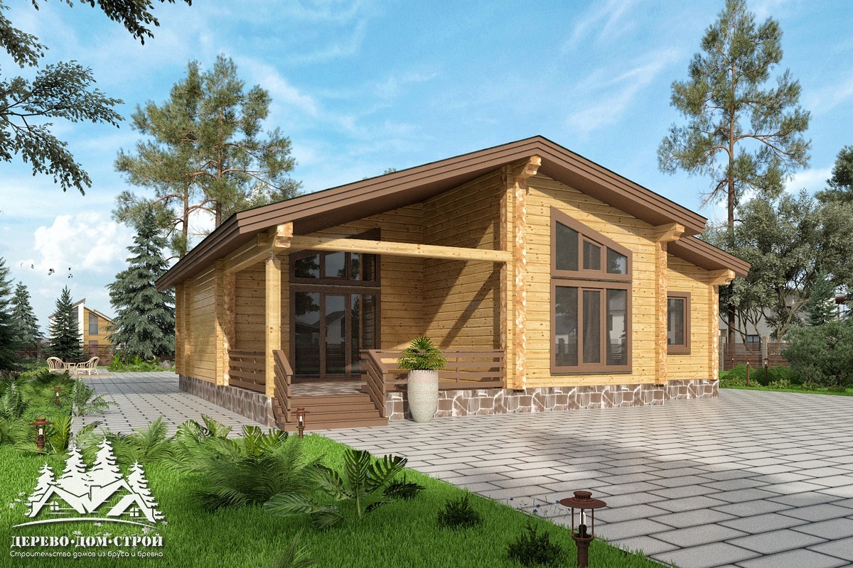 Проект одноэтажного деревянного  дома с террасой  из бруса – ДБС 329