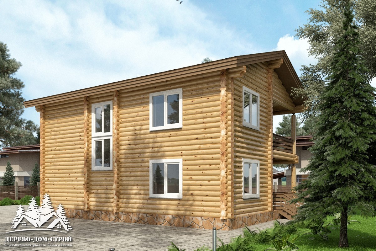 Проект одноэтажного деревянного  дома с мансардой и террасой  из бревна — ДДС 519