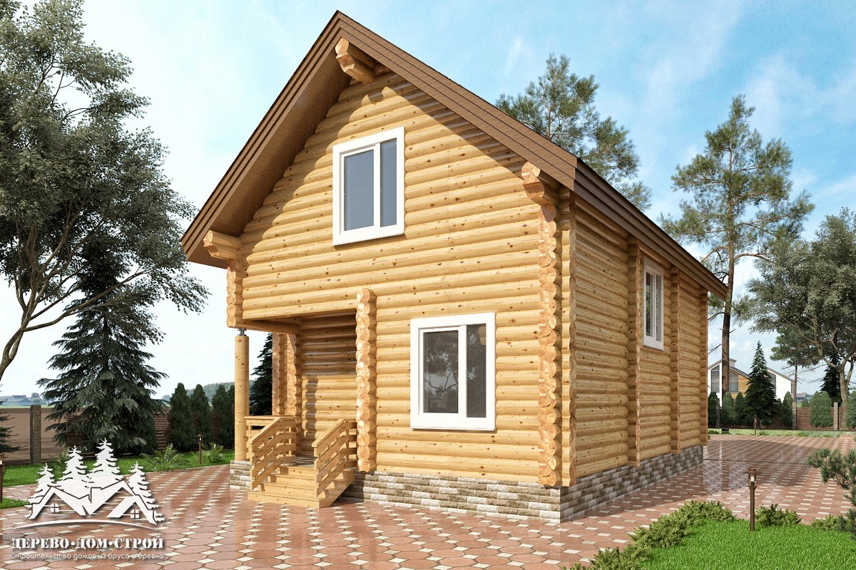 Проект одноэтажного деревянного  дома с мансардой из бревна — ДДС 503