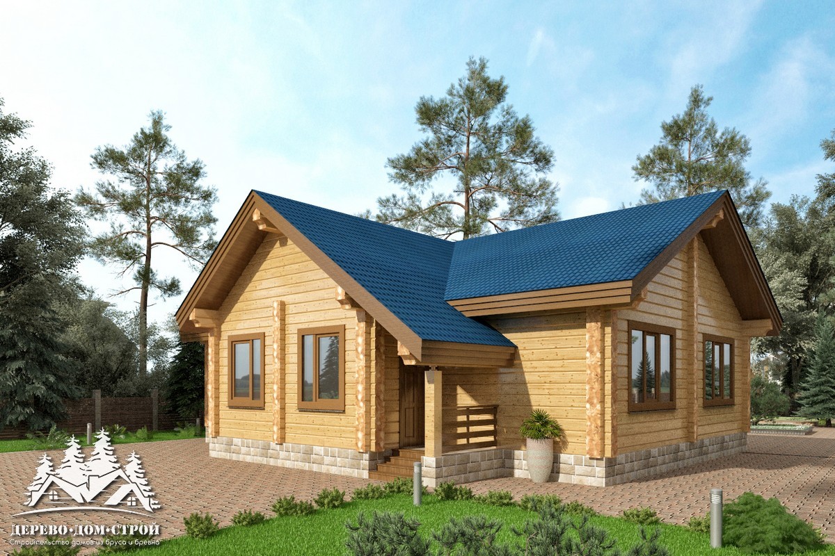 Проект одноэтажного деревянного  дома с террасой  из бруса – ДПБ 314