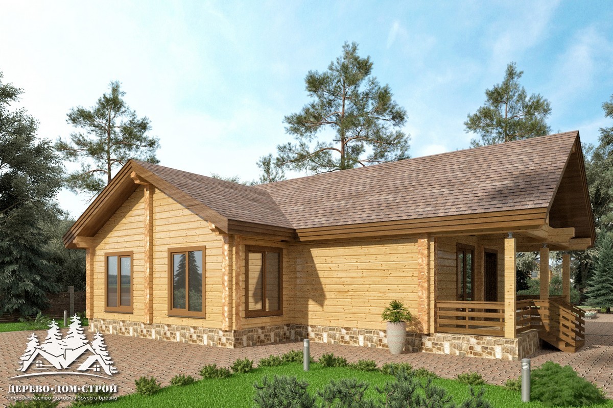 Проект одноэтажного деревянного  дома с террасой  из бруса – ДБС 316