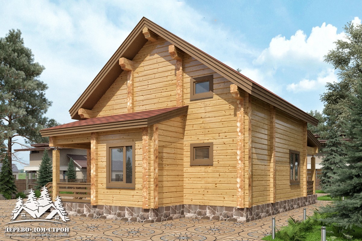 Проект одноэтажного деревянного  дома с мансардой и террасой  из бруса – ДПБ 317