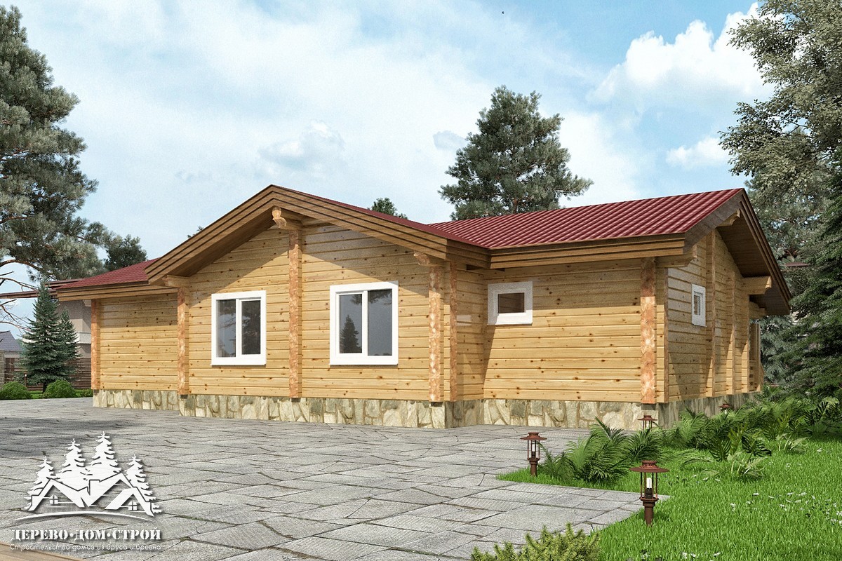 Проект одноэтажного деревянного  дома с террасой  из бруса – ДБС 321