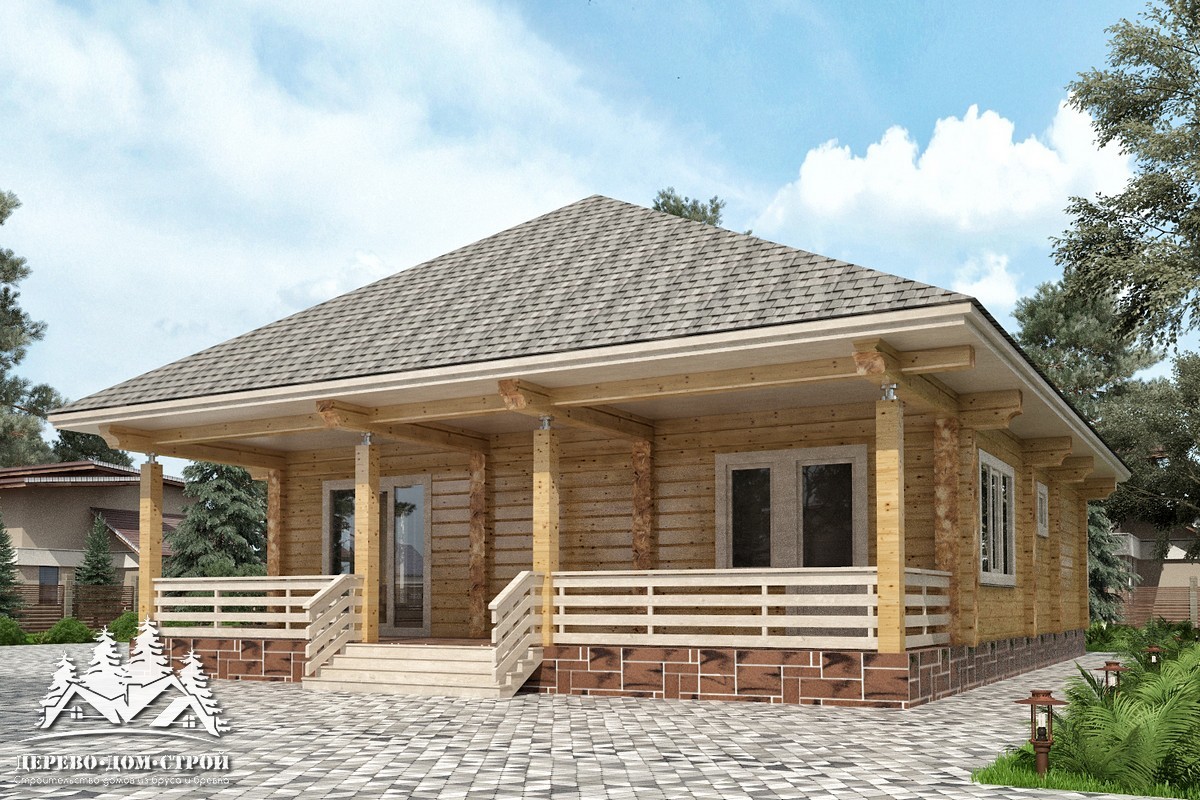 Проект одноэтажного деревянного  дома с террасой  из бруса – ДБС 325