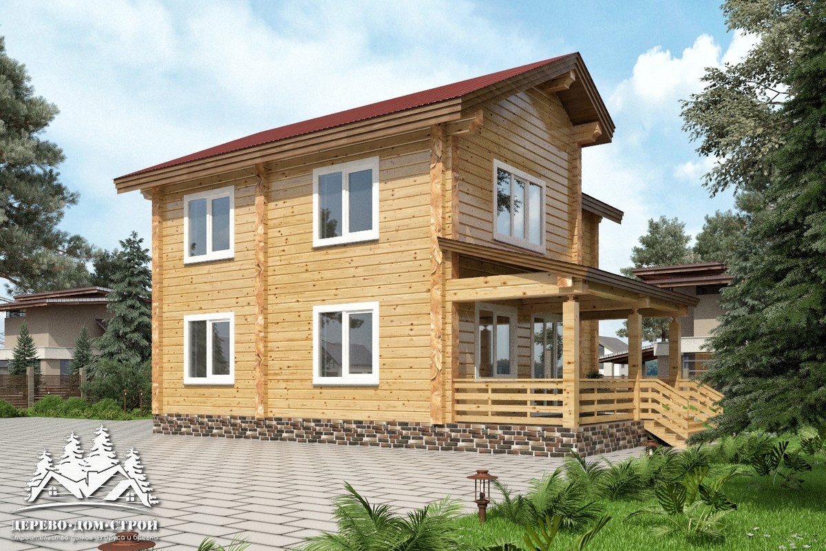 Проект одноэтажного деревянного  дома с мансардой и террасой  из бруса – ДБС 328
