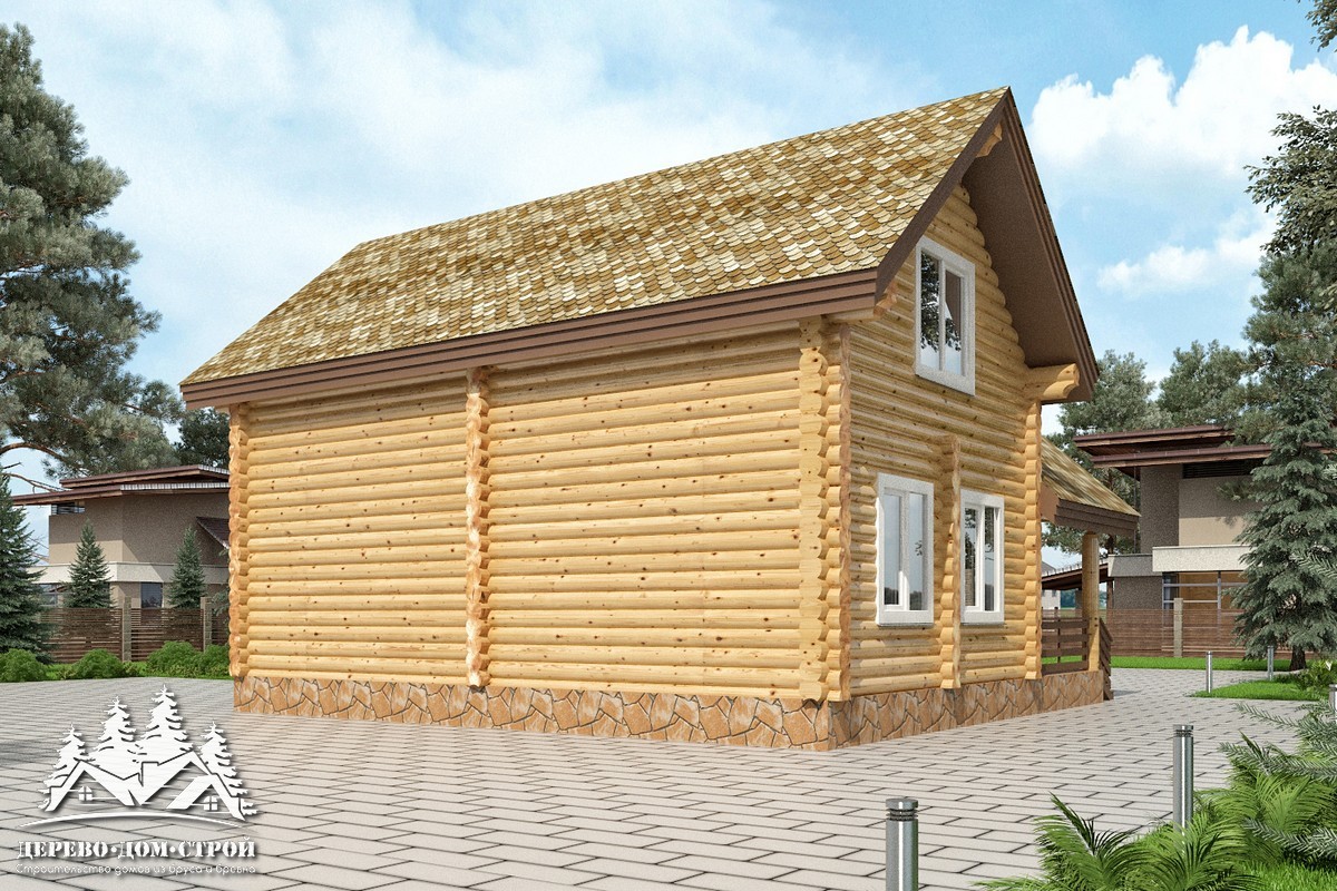 Проект одноэтажного деревянного  дома с мансардой и террасой из бруса – ДПБ 330