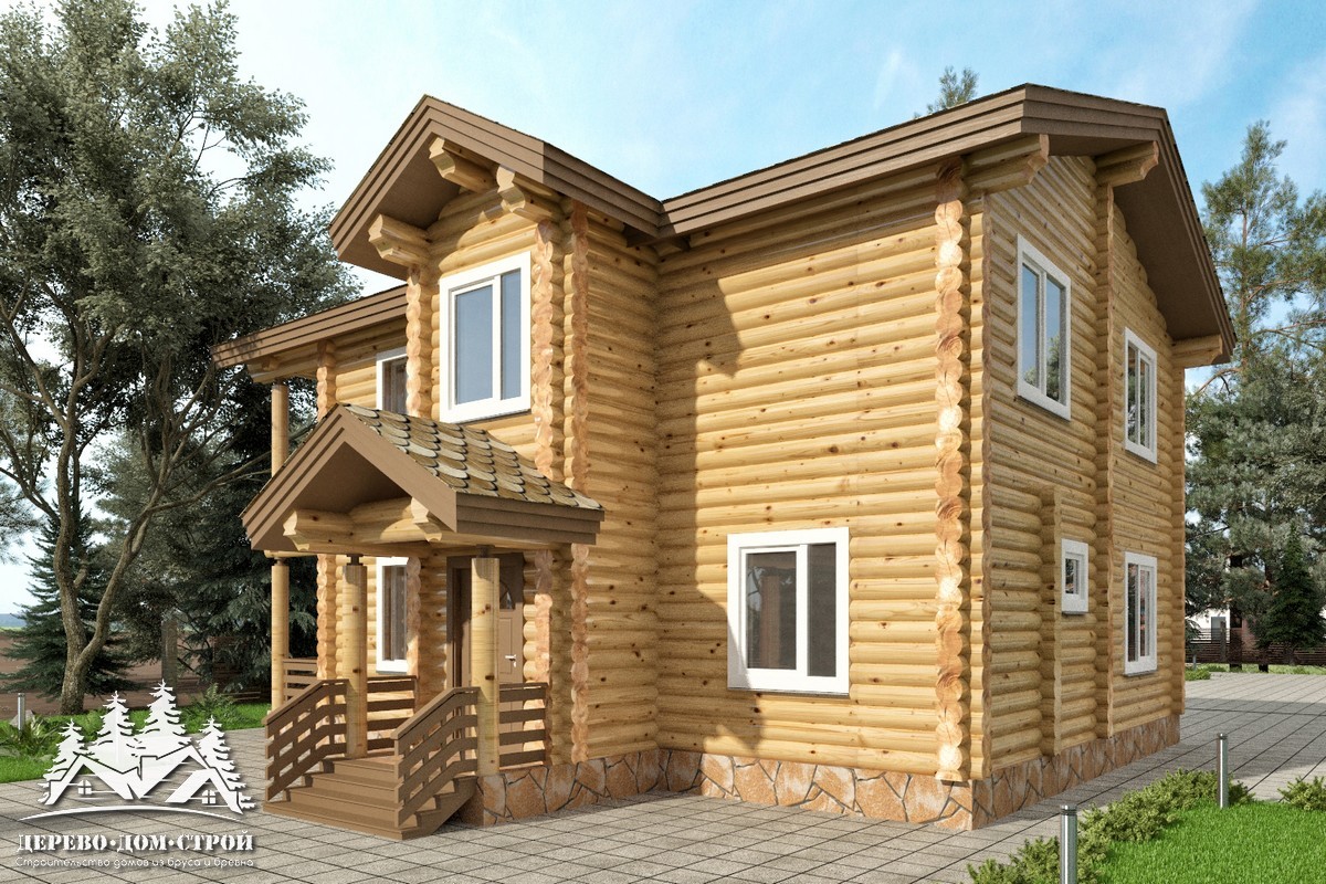 Проект одноэтажного деревянного  дома с мансардой и террасой  из бревна — ДДС 519