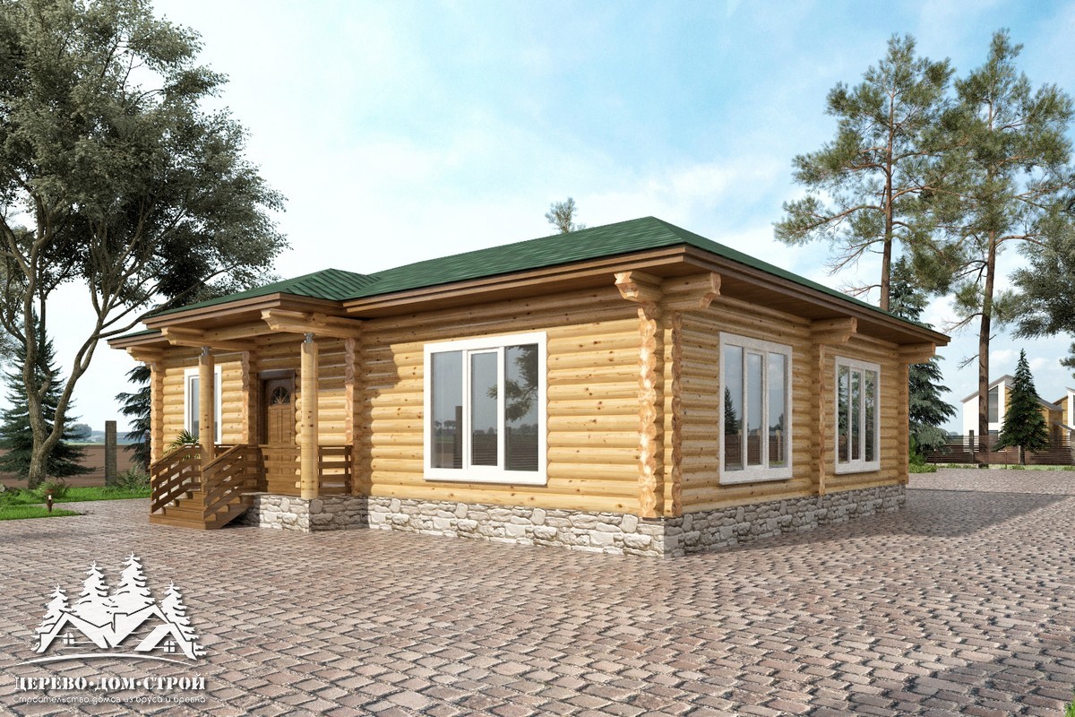 Проект одноэтажного деревянного  дома с террасой  из бревна — ДДС 527