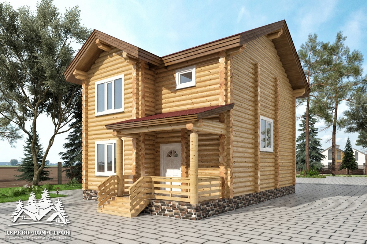 Проект одноэтажного деревянного  дома с мансардой и террасой  из бревна — ДДС 528