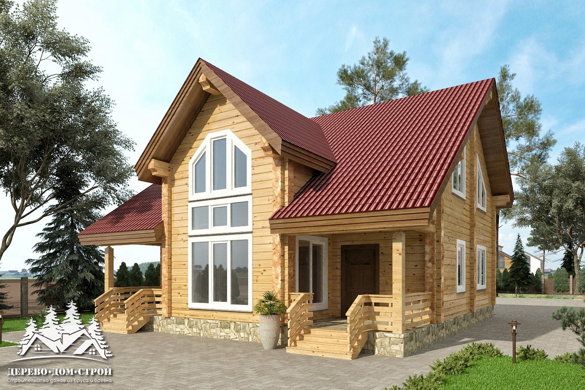 Проект одноэтажного деревянного  дома с мансардой и террасой  из бруса — ДБС 301