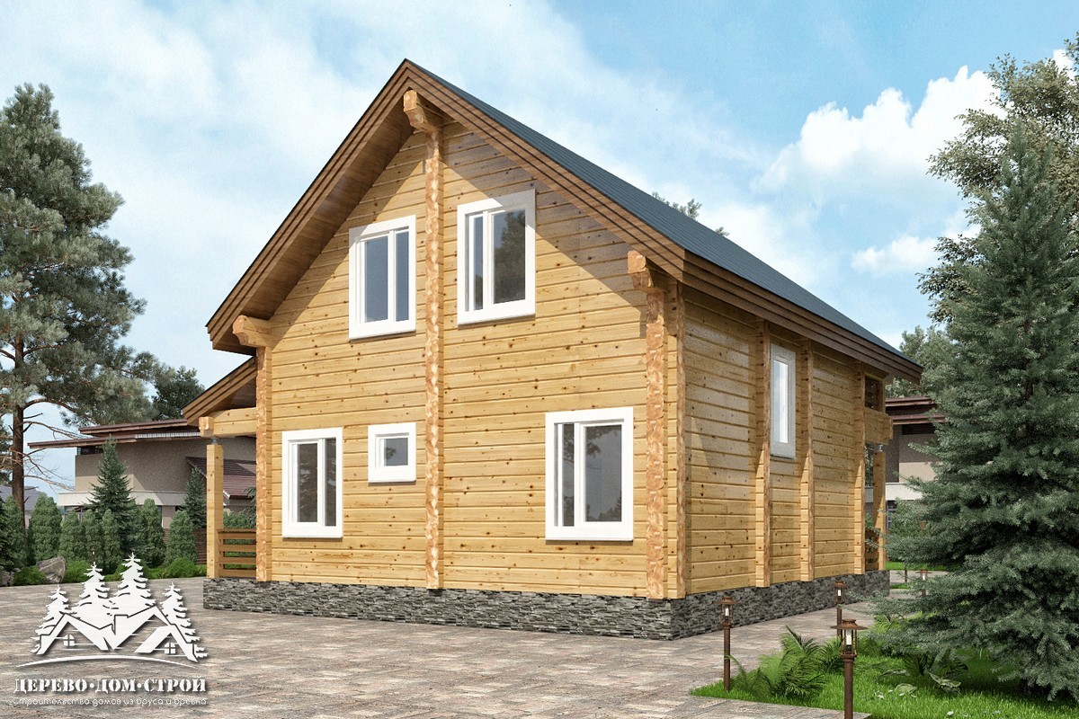 Проект одноэтажного деревянного  дома с мансардой и террасой  из бруса — ДПБ 302