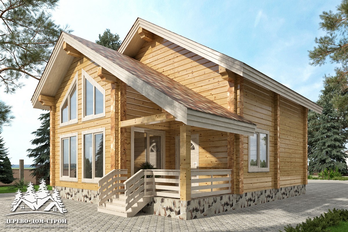 Проект одноэтажного деревянного  дома с мансардой и террасой  из бруса – ДБС 306