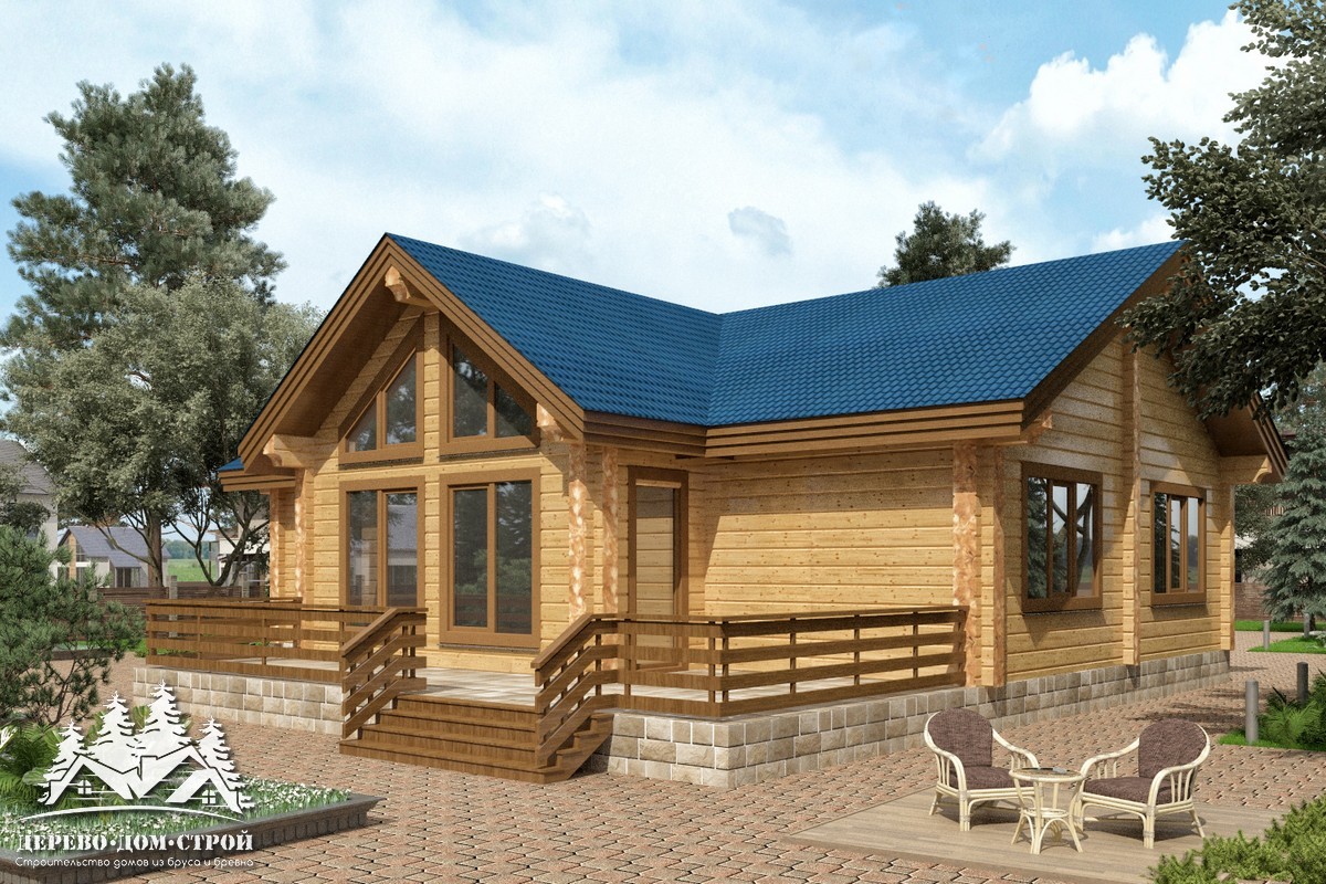 Проект одноэтажного деревянного  дома с террасой  из бруса – ДБС 314