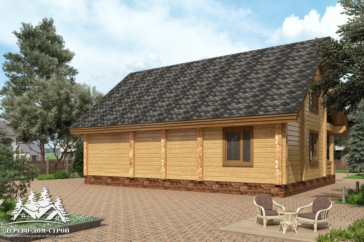 Проект одноэтажного деревянного  дома с мансардой и террасой  из бруса – ДБС 315