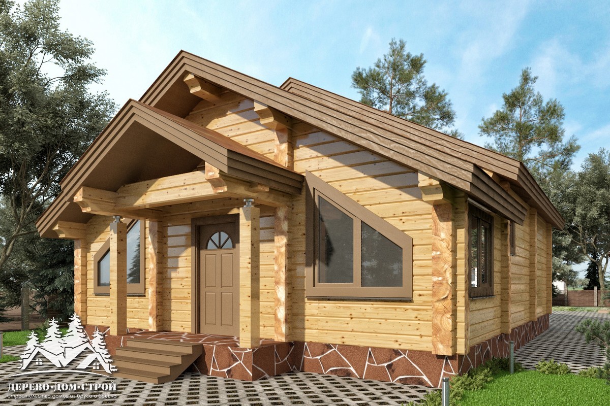 Проект одноэтажного деревянного  дома с террасой  из бруса – ДПБ 318