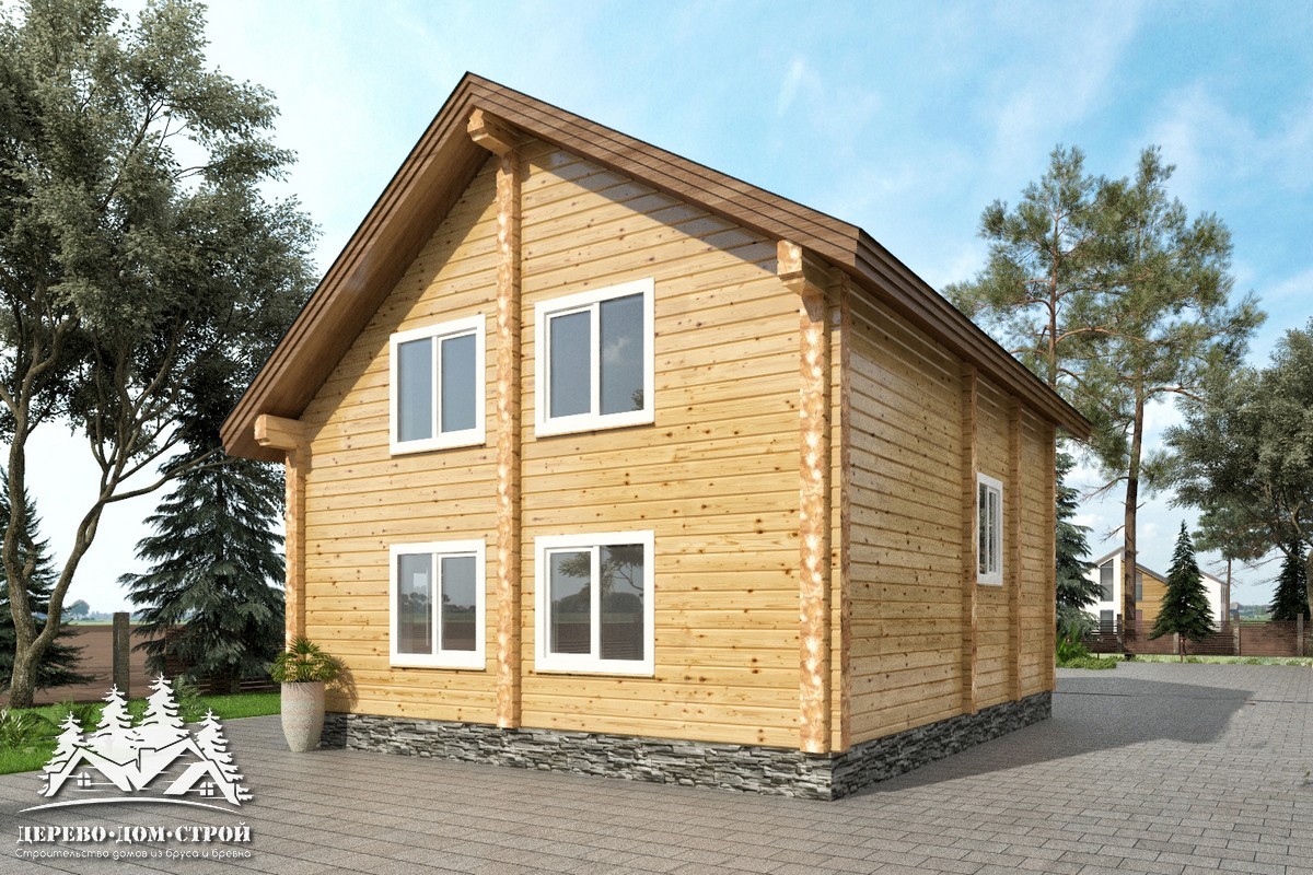 Проект одноэтажного деревянного  дома с мансардой и террасой  из бруса – ДПБ 322