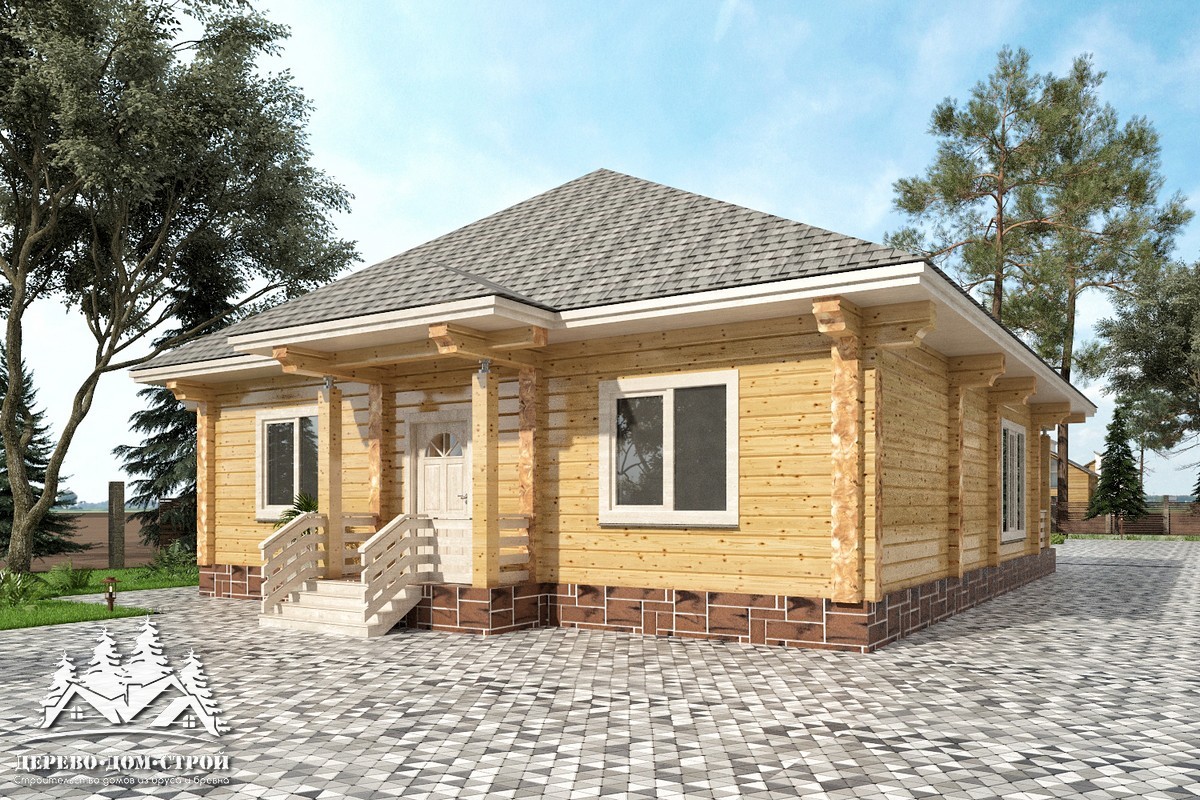 Проект одноэтажного деревянного  дома с террасой  из бруса – ДБС 325