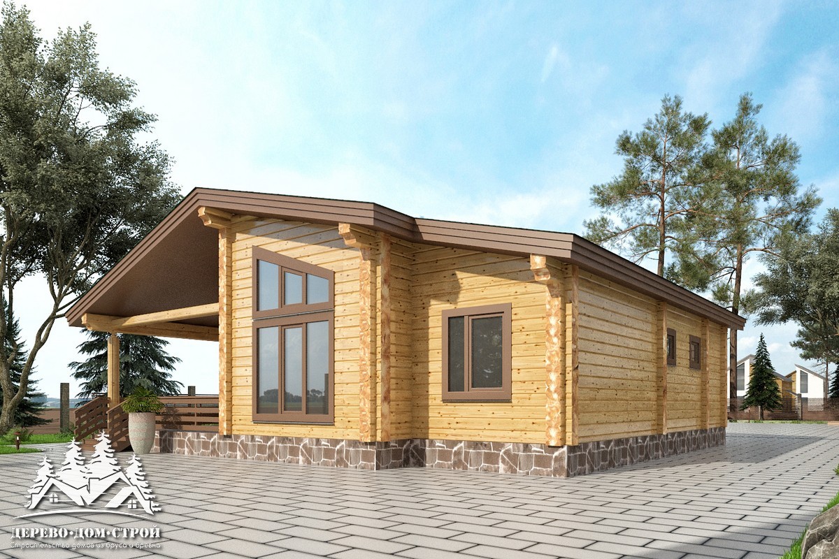 Проект одноэтажного деревянного  дома с террасой  из бруса – ДПБ 329