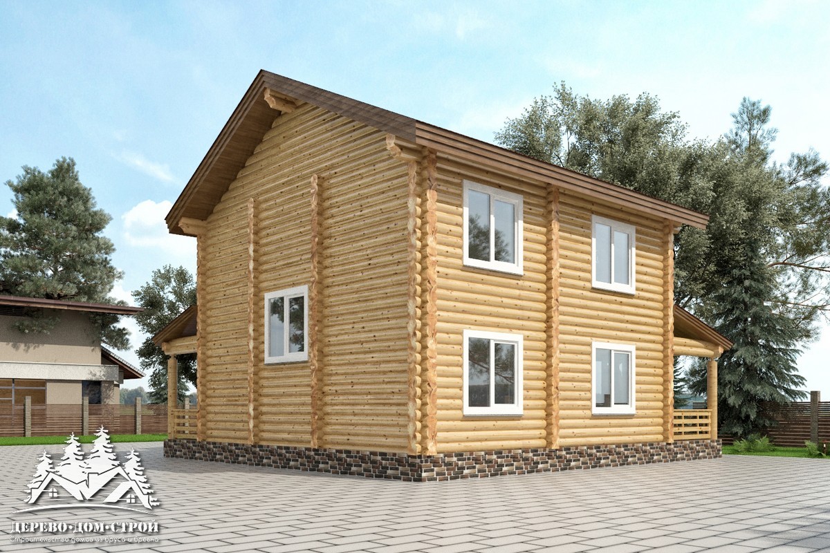 Проект одноэтажного деревянного  дома с мансардой и террасой  из бревна — ДДС 528