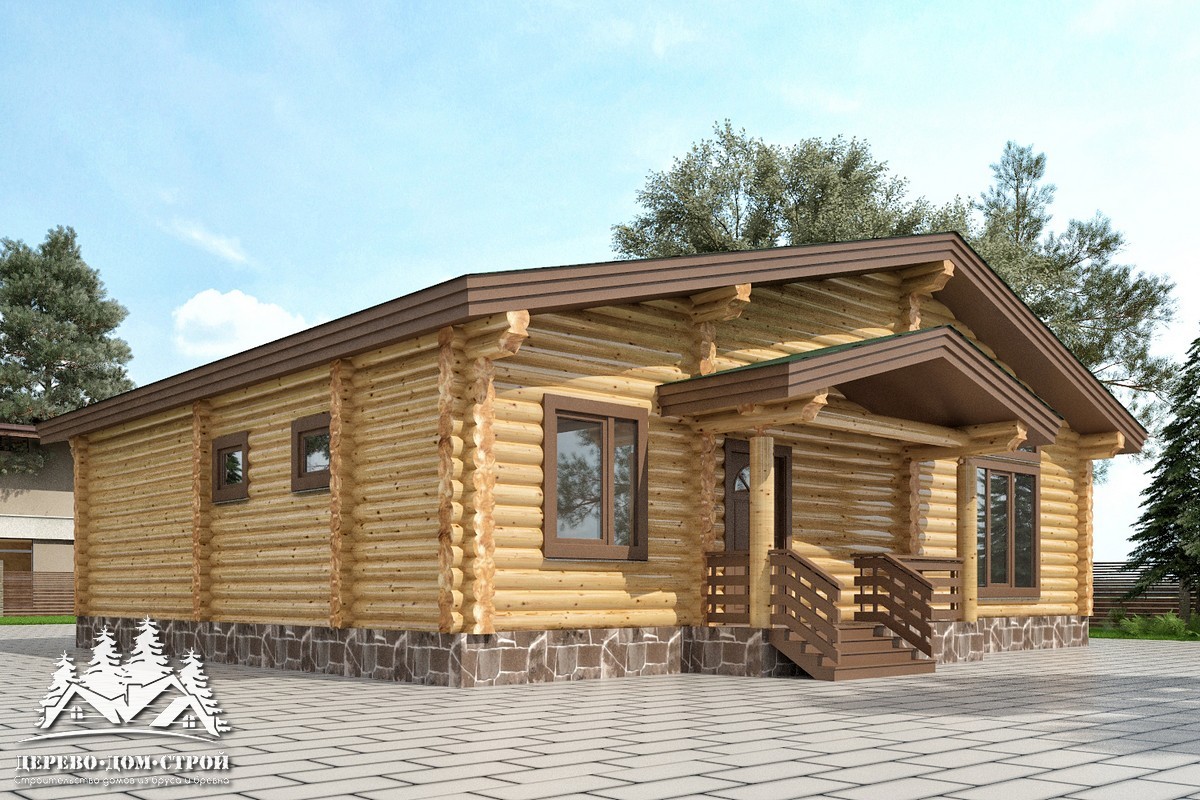 Проект одноэтажного деревянного  дома с мансардой и террасой  из бревна — ДДС 529