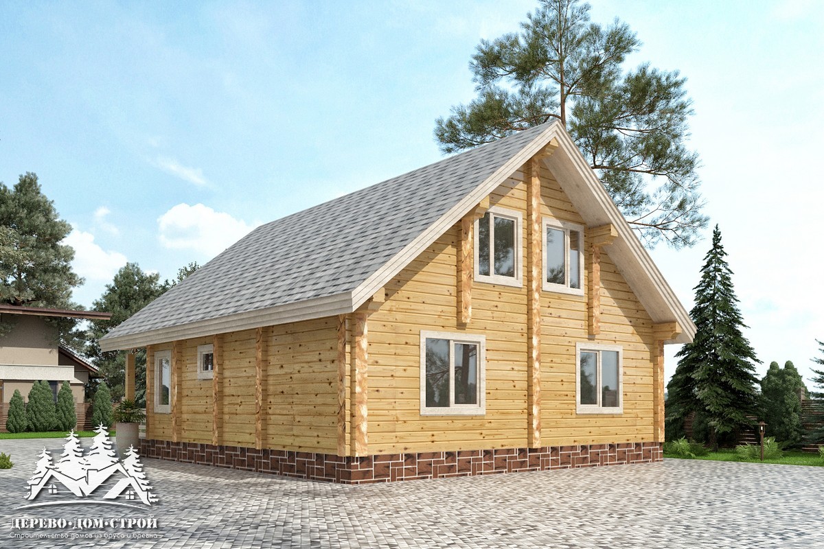 Проект одноэтажного деревянного  дома с мансардой и террасой  из бруса – ДБС 308