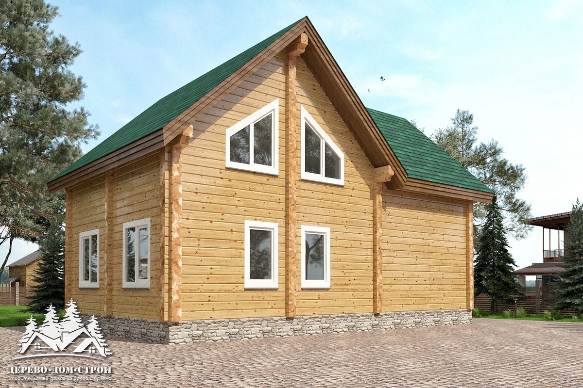 Проект одноэтажного деревянного  дома с мансардой и террасой  из бруса – ДПБ 309
