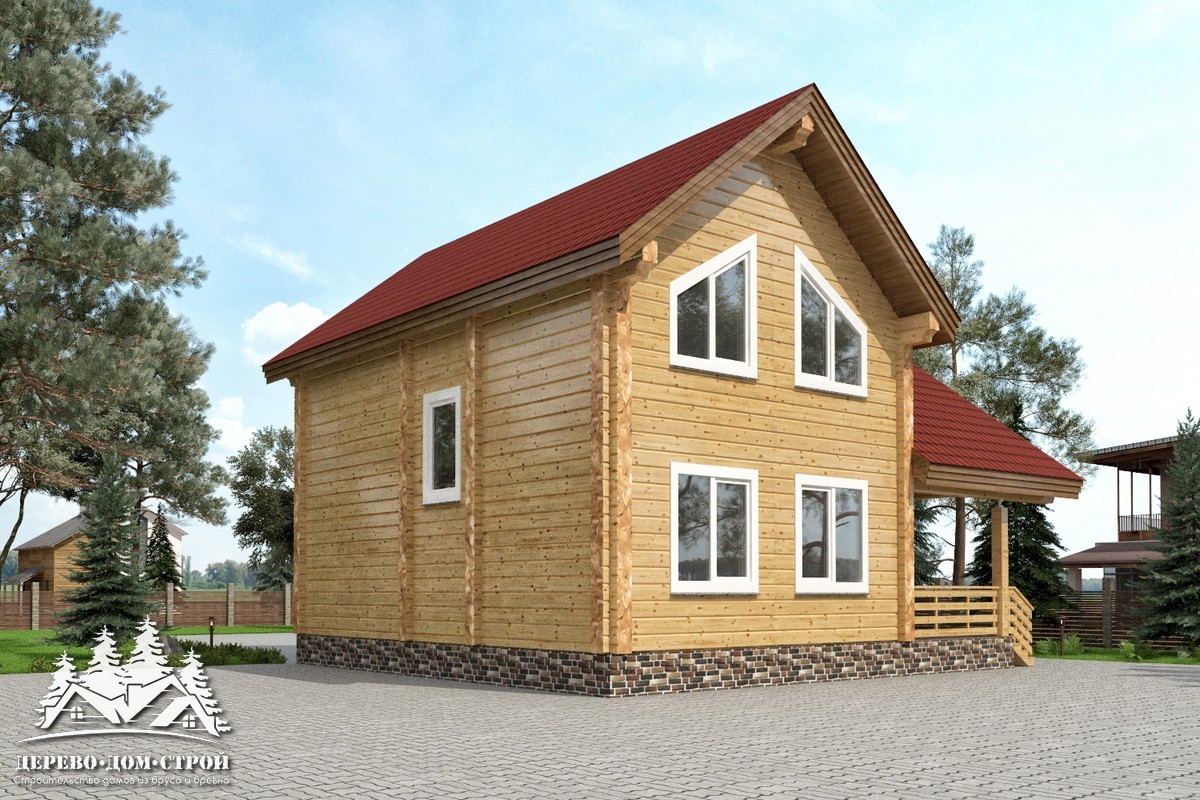 Проект одноэтажного деревянного  дома с мансардой и террасой  из бруса – ДБС 311