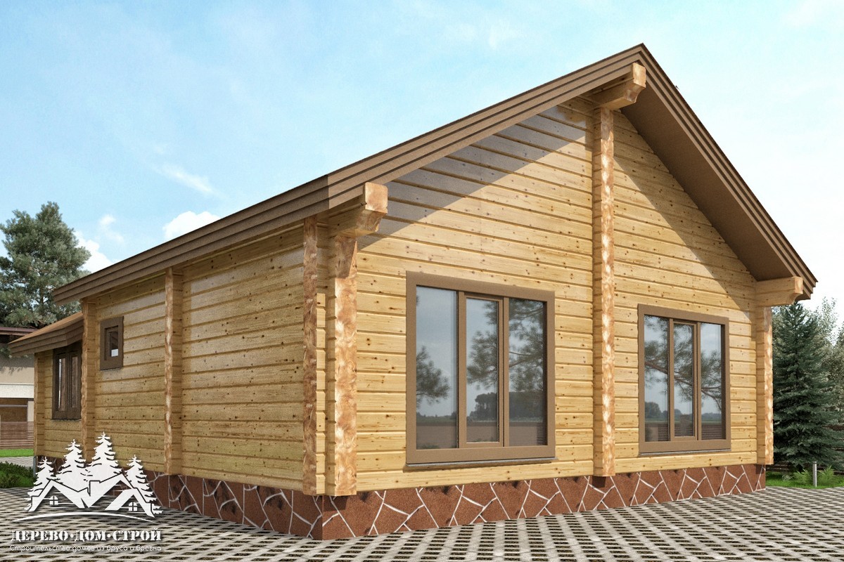 Проект одноэтажного деревянного  дома с террасой  из бруса – ДБС 318