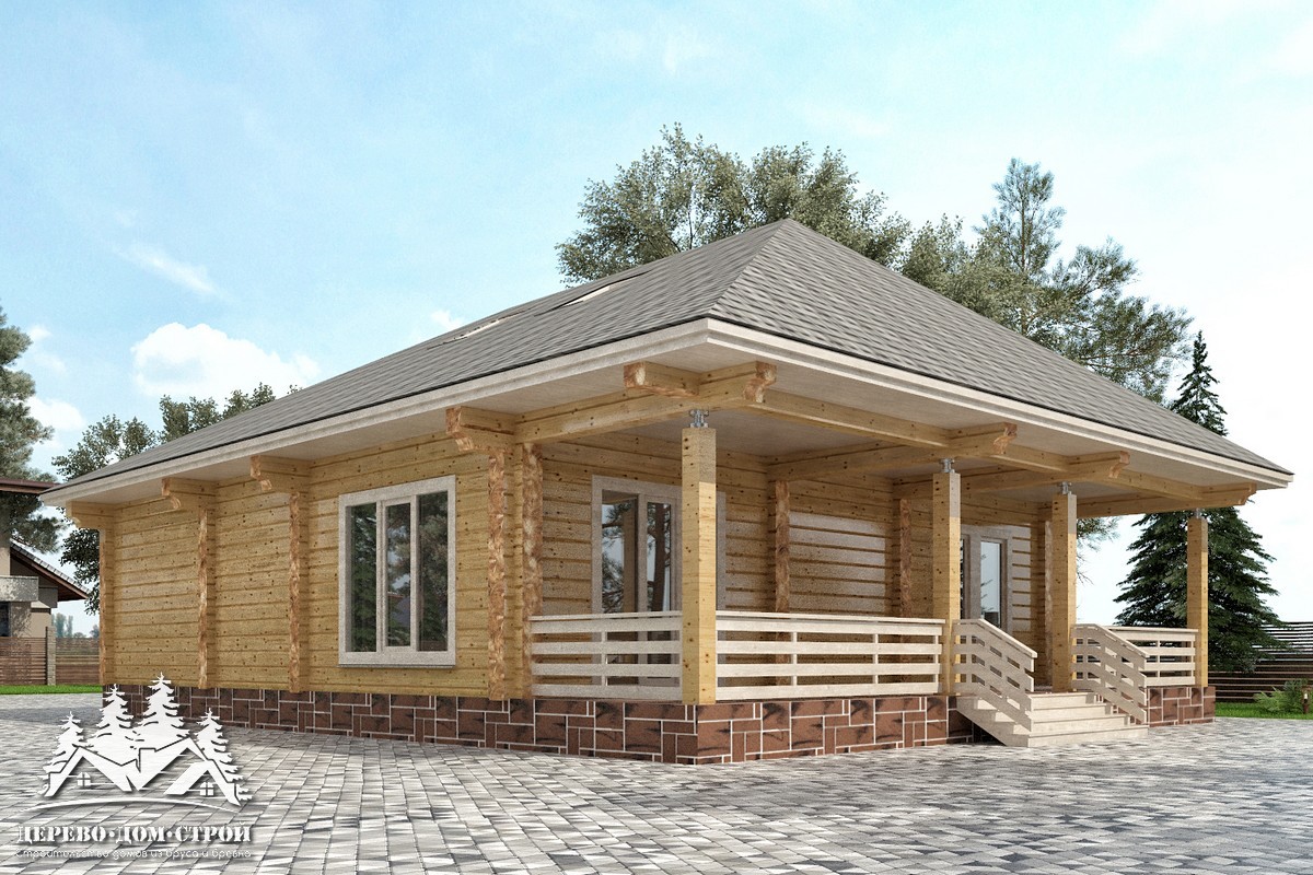 Проект одноэтажного деревянного  дома с террасой  из бруса – ДПБ 325