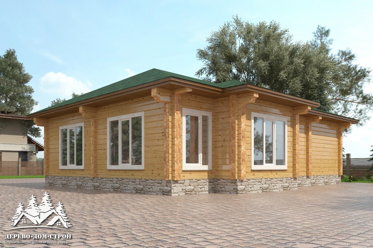 Проект одноэтажного деревянного  дома с террасой  из бруса – ДБС 327