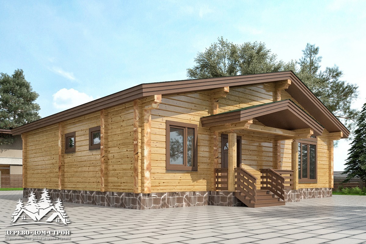 Проект одноэтажного деревянного  дома с террасой  из бруса – ДПБ 329