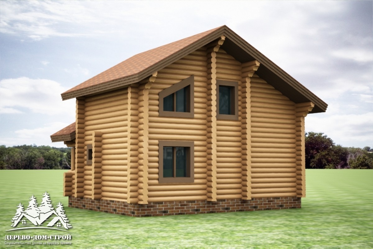 Проект одноэтажного деревянного  дома с мансардой и террасой  из бревна — ДДС 532