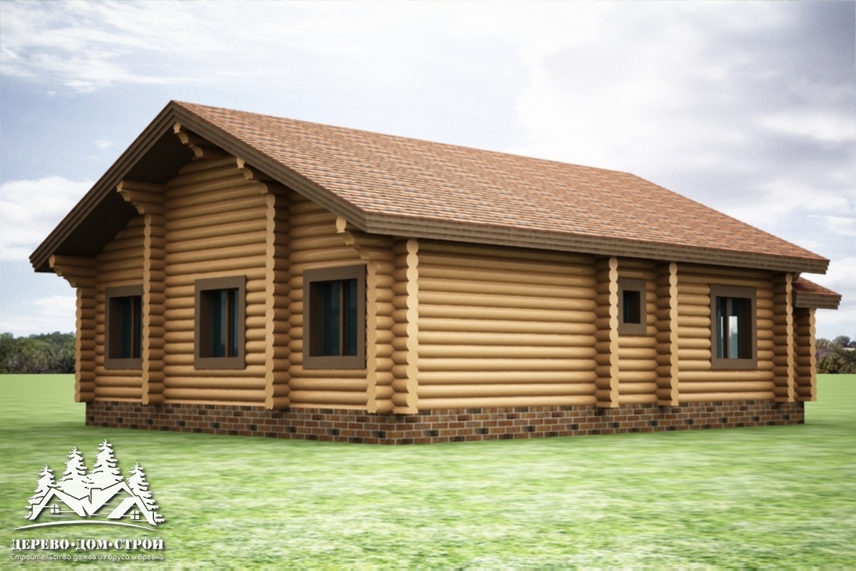 Проект одноэтажного деревянного  дома с террасой  из бревна — ДДС 536