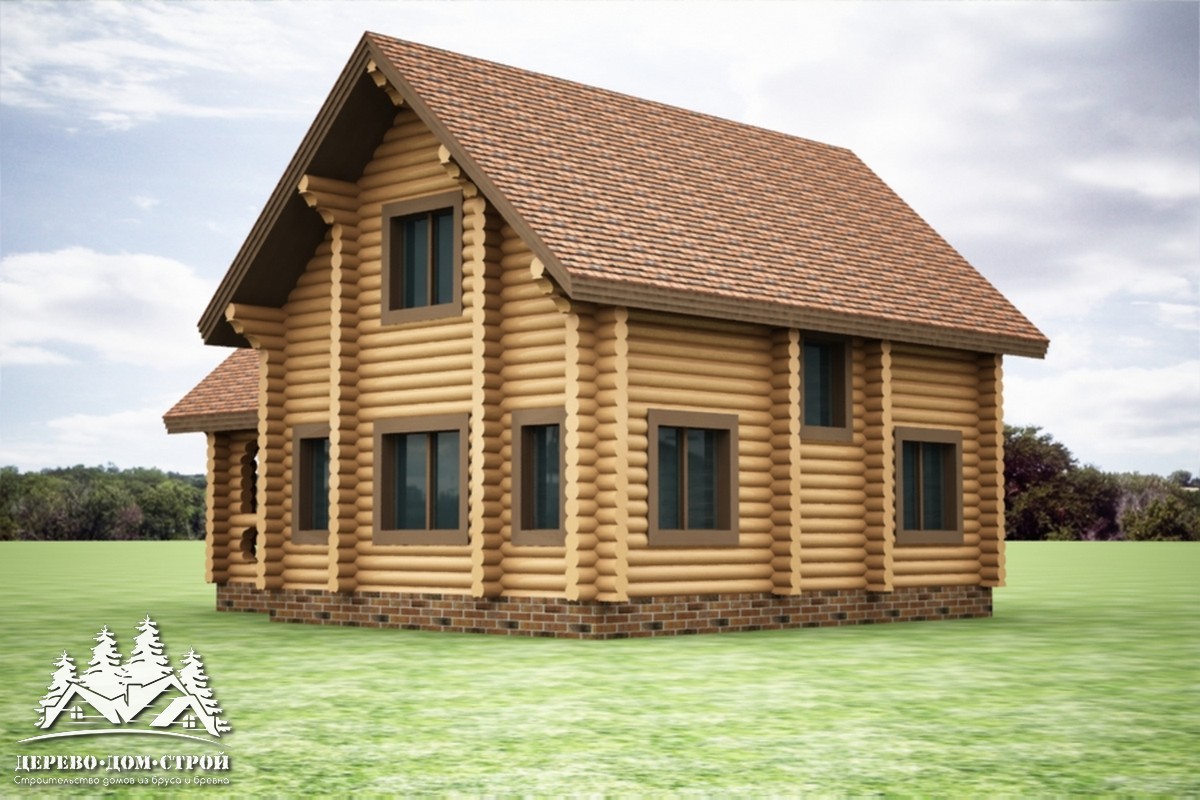 Проект одноэтажного деревянного  дома с мансардой и террасой  из бревна — ДДС 545