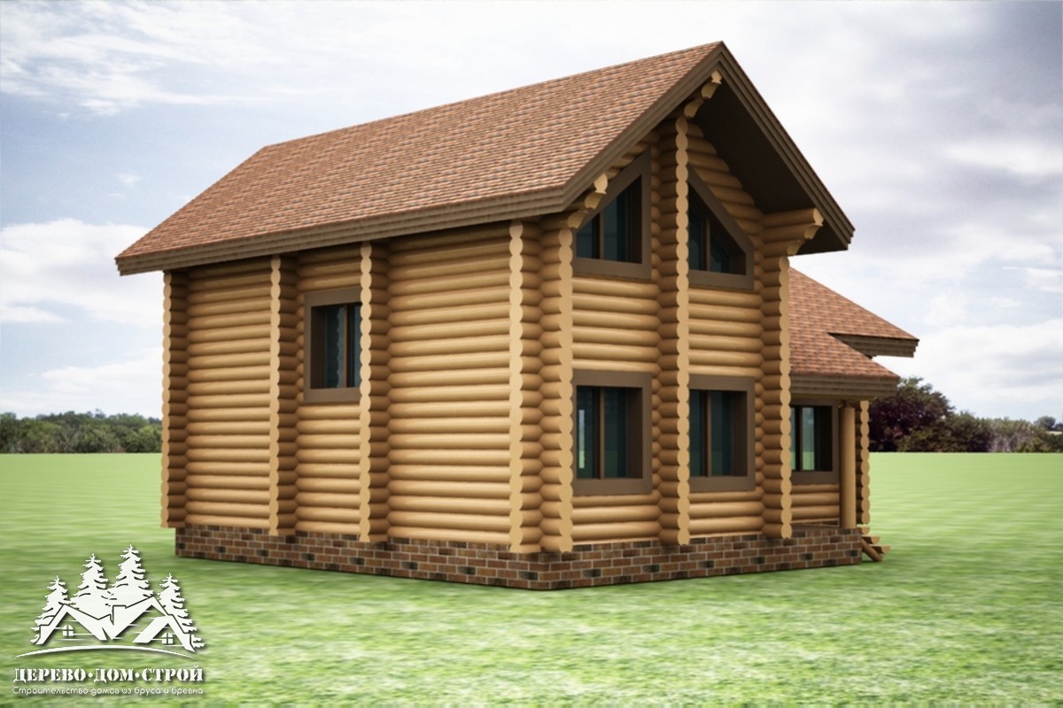 Проект одноэтажного деревянного  дома с мансардой и террасой  из бревна — ДДС 533