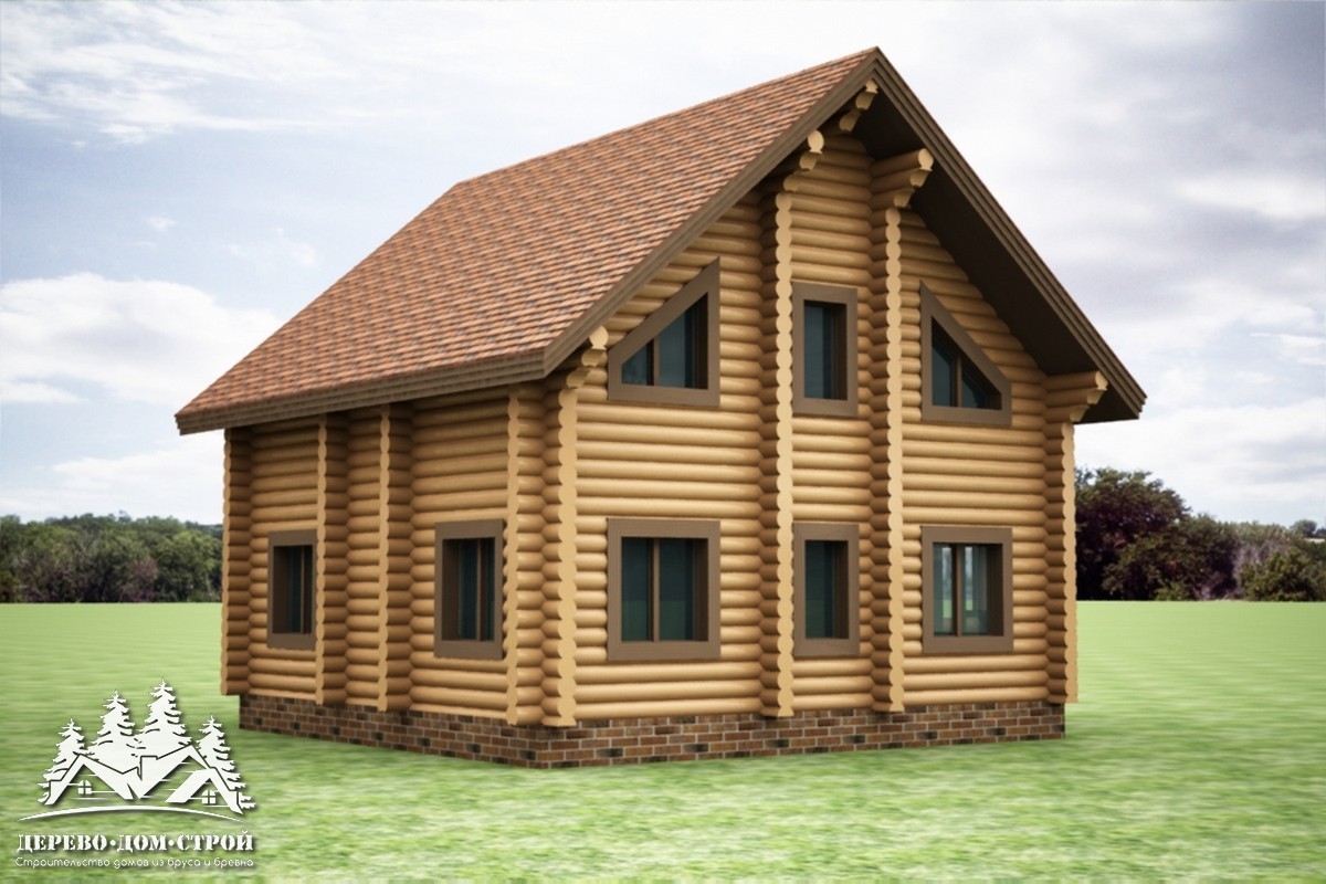 Проект одноэтажного деревянного  дома с мансардой и террасой  из бревна — ДДС 537