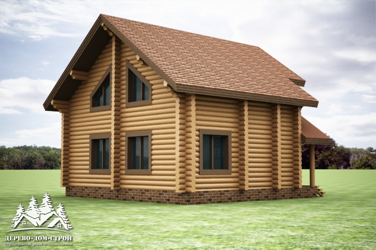 Проект одноэтажного деревянного  дома с мансардой и террасой  из бревна — ДДС 538