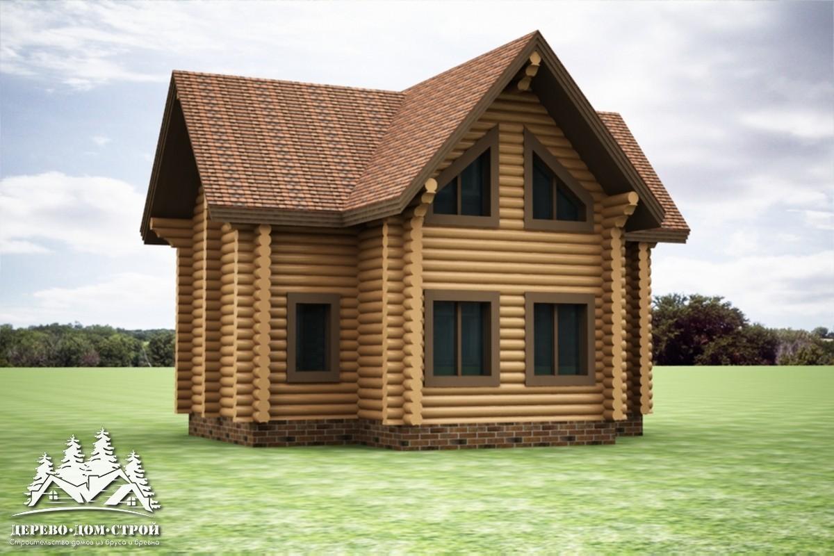 Проект одноэтажного деревянного  дома с мансардой и террасой  из бревна — ДДС 540
