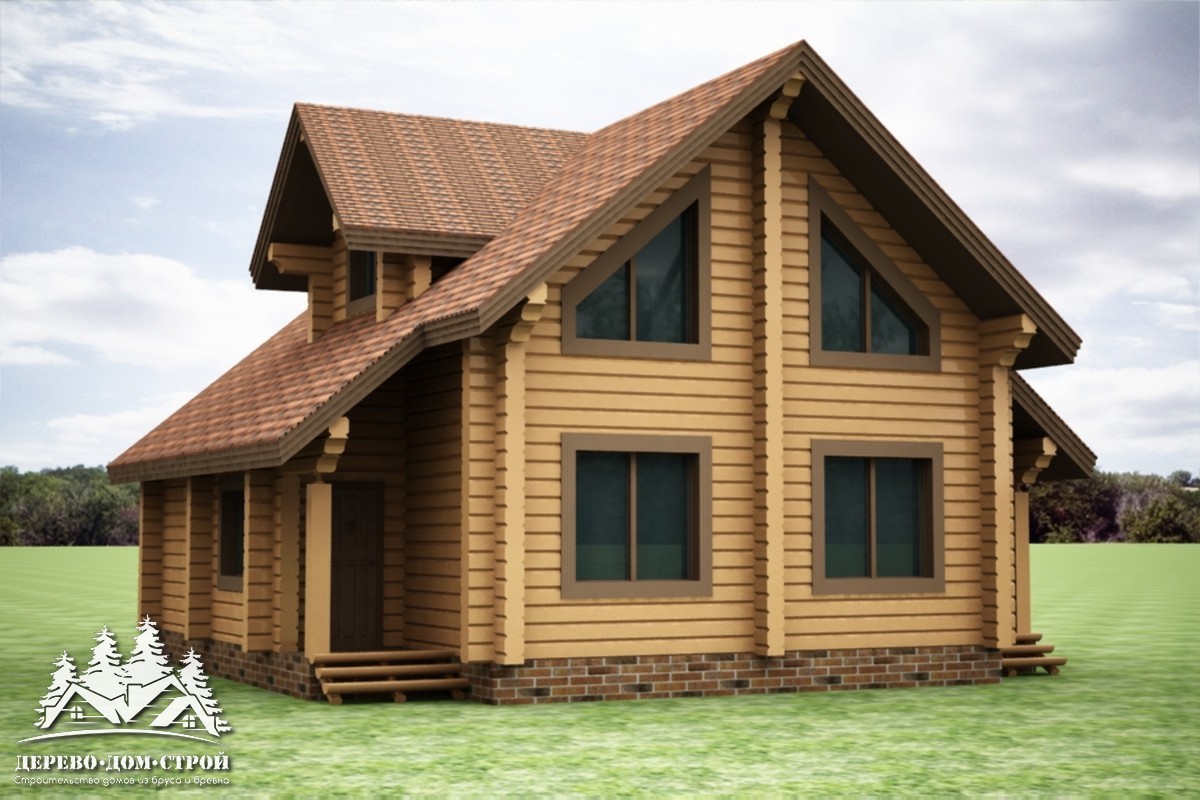 Проект одноэтажного деревянного  дома с мансардой и террасой  из бруса – ДБС 331