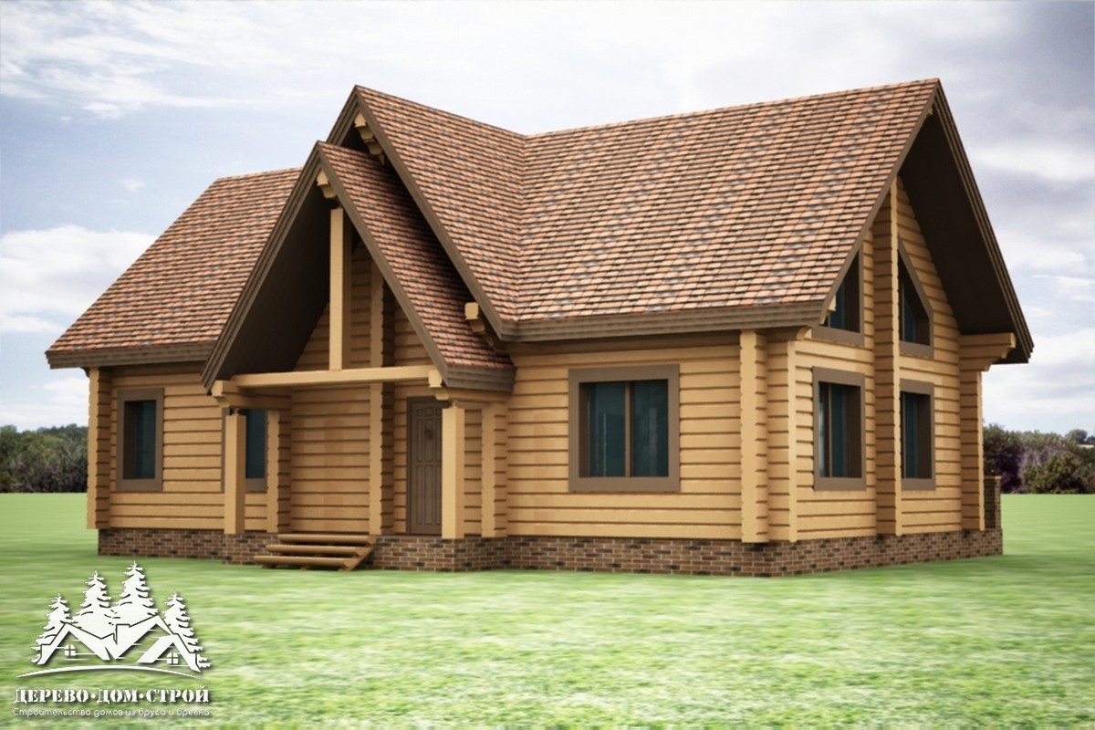 Проект одноэтажного деревянного  дома с террасой  из бруса – ДБС 339