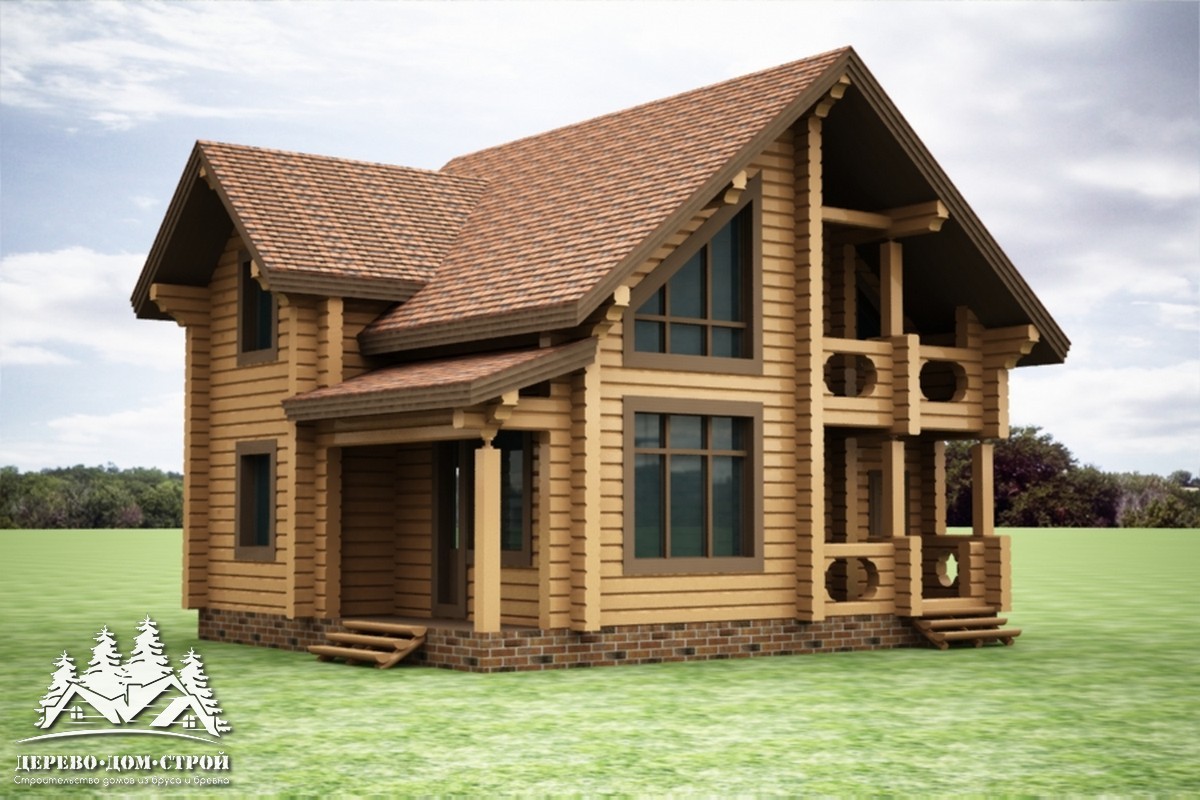 Проект одноэтажного деревянного  дома с мансардой и террасой из бруса – ДПБ 341